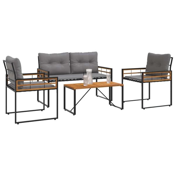 vidaXL Zestaw Mebli Ogrodowych z poduszką 4 pcs Jasnoszary