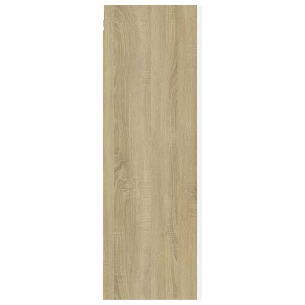 vidaXL Szafka telewizyjna, biel i dąb sonoma, 30,5x30x90 cm