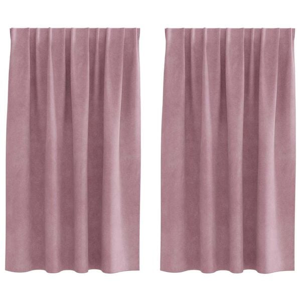 vidaXL Zasłony zaciemniające 2 pcs Ciemny R&oacute;ż 140 x 140 cm Aksamit