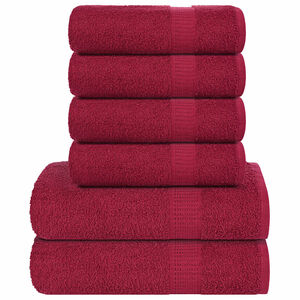 vidaXL 6-cz. zestaw ręcznik&oacute;w, FROGN, bordo, 360 g/m&sup2;