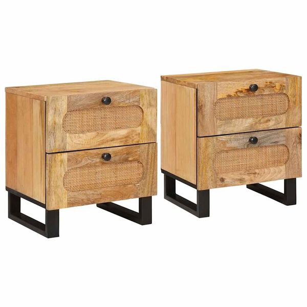 vidaXL Szafka Nocna 2 pcs Naturalny 40 x 33 x 46 cm Drewno z mango