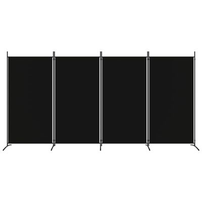 vidaXL Parawan 4-panelowy, czarny, 346x180 cm, tkanina