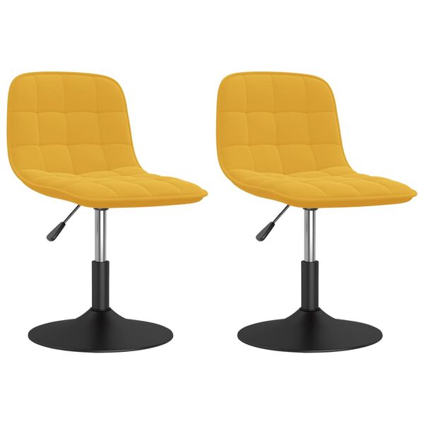 vidaXL Obrotowe krzesła stołowe, 2 szt., musztardowe, obite aksamitem