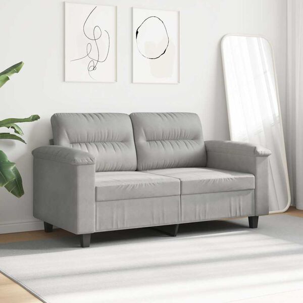 vidaXL Sofa 2-osobowa, jasnoszara, 120 cm, tapicerowana mikrofibrą