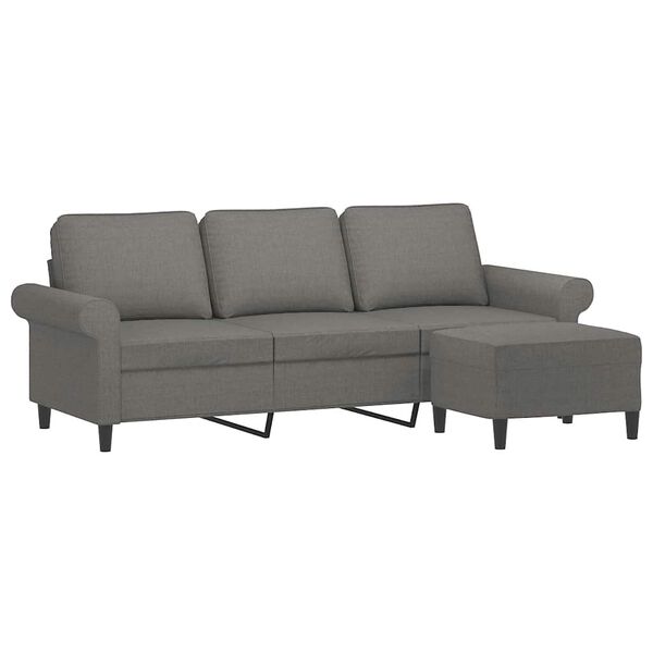 vidaXL 3-osobowa sofa z podn&oacute;żkiem, ciemnoszary, 180 cm, tkaniną
