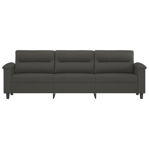 vidaXL 3-osobowa sofa, ciemnoszary, 210 cm, tapicerowana mikrofibrą