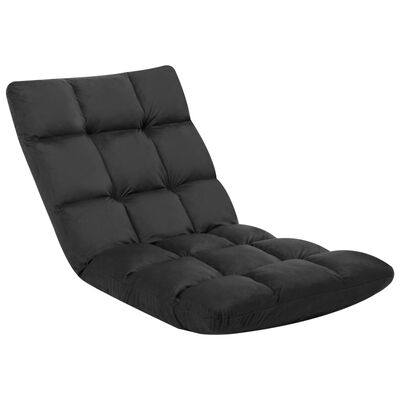 vidaXL Składane krzesło podłogowe, czarne, mikrofibra