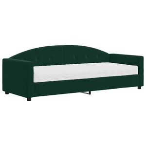 vidaXL Sofa z materacem do spania, ciemnozielona, 80x200 cm, aksamit
