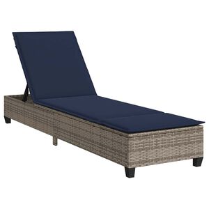 vidaXL Leżak z poduszkami Szary 55x200x25,5cm Polirattan