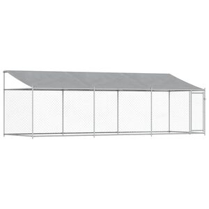 vidaXL Klatka dla psa, z dachem i drzwiami, szara, 6x2x2 m, stal