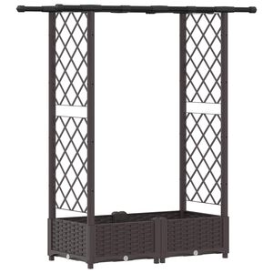 vidaXL Podniesione ł&oacute;żko z kratką i dachem brązowy 122,5 x 40 x 121 cm