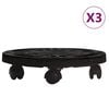 vidaXL Podstawki pod donicę, z k&oacute;łkami, 3 szt., 30 cm, czarne, 170 kg