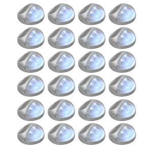 vidaXL Solarne lampy ścienne LED do ogrodu, 24 szt., okrągłe, srebrne
