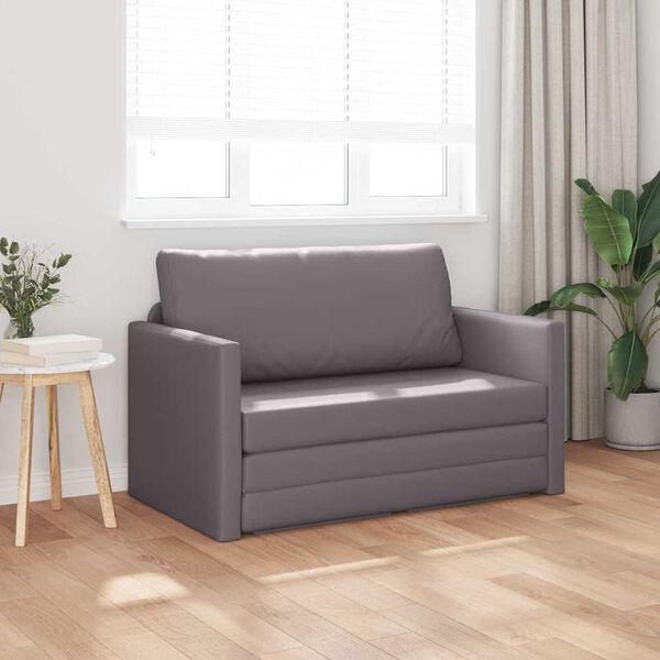 vidaXL Sofa Bed 110cm Szary Sztuczna sk&oacute;ra