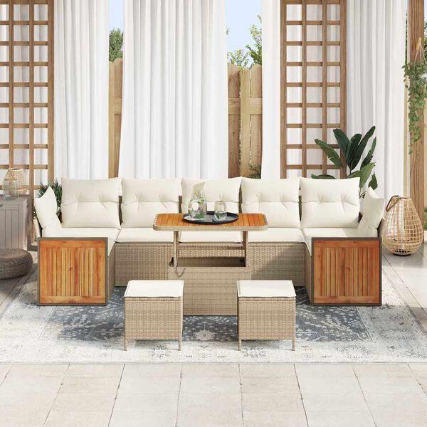 vidaXL Zestaw Sof na Ogr&oacute;d 13 pcs Beżowy i kremowy polirattan