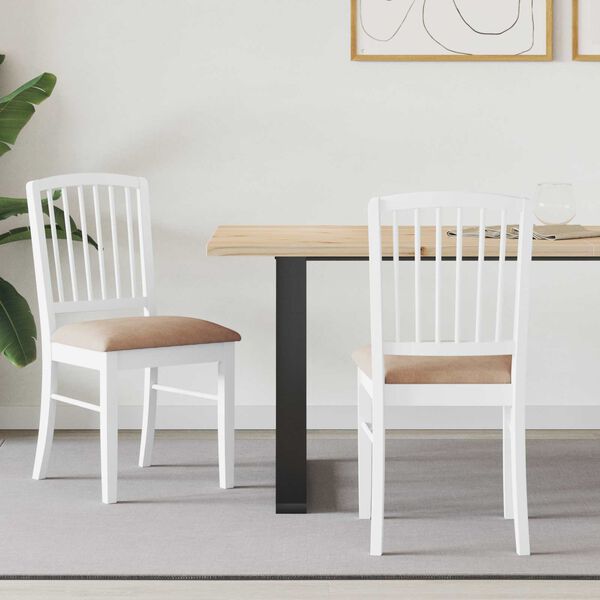 vidaXL Krzesła jadalne 2 pcs Biały 50 x 52,5 x 91 cm Drewno Gumowe