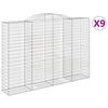 vidaXL Kosze gabionowe, 9 szt, 300x50x200/220 cm, galwanizowane żelazo