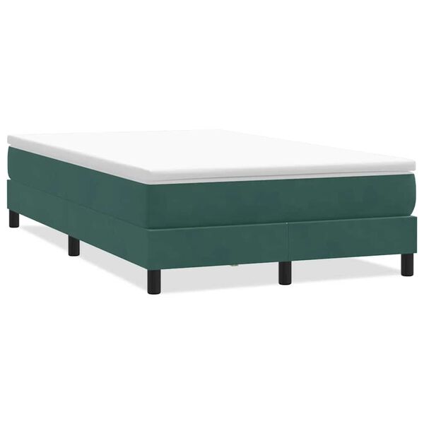 vidaXL Łóżko typu Box Spring bez materaca Ciemnozielone 120x210 cm