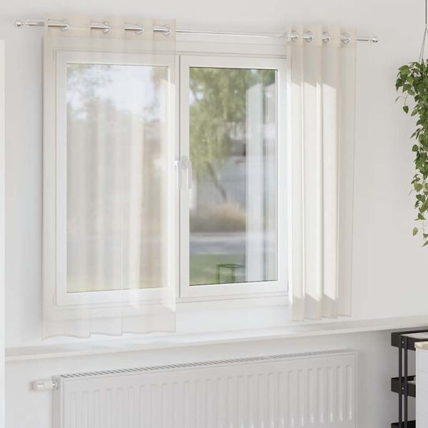 vidaXL Zasłony woalowe z przelotkami 2 szt. Kremowe 140x140 cm