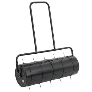vidaXL Walec do trawnika do ciągnięcia z aeratorem, czarny, 63 L, żelazo i stal