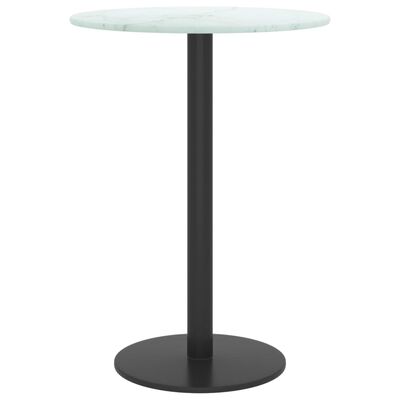 vidaXL Blat do stołu, biały, Ø30x0,8 cm, szkło ze wzorem marmuru