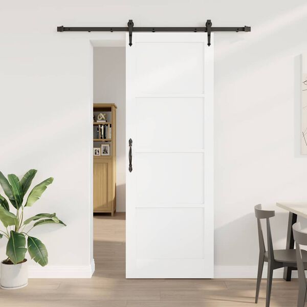 vidaXL Drzwi przesuwne ORKDAL Biały 83 x 232 cm Lite drewno sosnowe