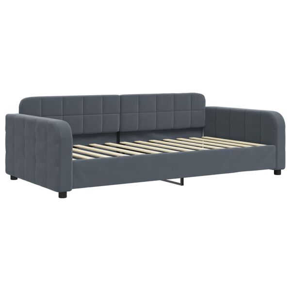 vidaXL Sofa rozsuwana z szufladami, ciemnoszara, 100x200 cm, aksamit