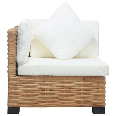 vidaXL Narożna sofa z poduszkami, naturalny rattan
