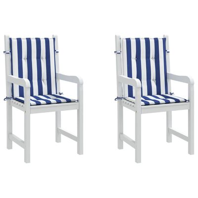 vidaXL Poduszki na krzesła z niskim oparciem, 2 szt., niebiesko-białe