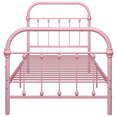 vidaXL Rama łóżka, różowa, metalowa, 90 x 200 cm