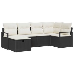 vidaXL Zestaw Sof na Ogr&oacute;d z poduszką 6 pcs Czarny polirattan