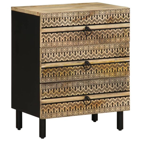 vidaXL Szafka nocna, czarna, 50x33x62 cm, lite surowe drewno mango