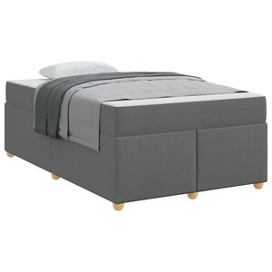 vidaXL Ramka ł&oacute;żka z materacem Ciemnoszary 120 x 190 cm tkanina