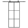vidaXL Drzwi przesuwne z zestawem okuć czarne 90x205 cm ESG szkło