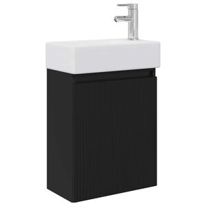 vidaXL Jednostka toaletowa z kranem Czarny 45,5 x 22,5 x 84 cm