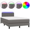 vidaXL Ł&oacute;żko kontynentalne z materacem i LED, szare, 120x190 cm