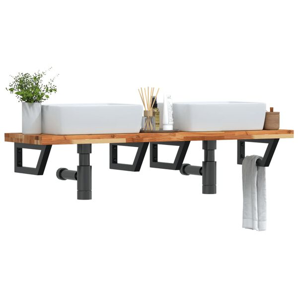 vidaXL P&oacute;łka ścienna pod umywalkę, stal i lite drewno akacjowe