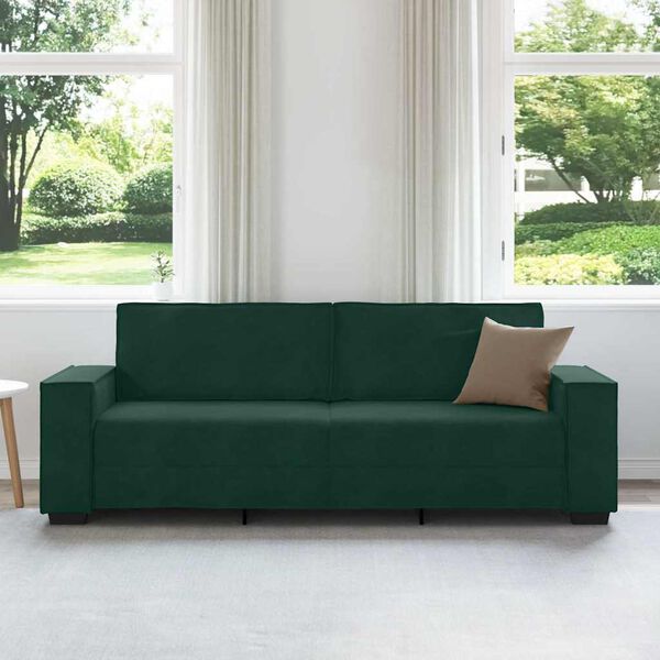vidaXL Sofa 3-osobowa, ciemnozielony, 220x78x84 cm, obita aksamitem