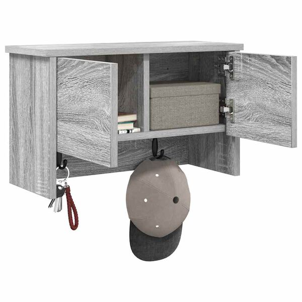 vidaXL Wieszak na płaszcze montowany na ścianie z p&oacute;łką Szary Sonoma