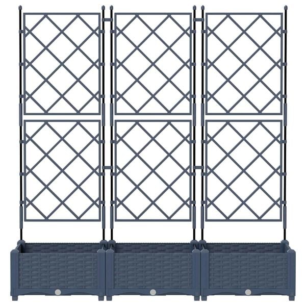 vidaXL Doniczka ogrodowa 3 pcs Szary 120 x 40 x 125,5 cm Stal