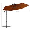 vidaXL Parasol wiszący z aluminiowym słupkiem, 300 cm, terakota