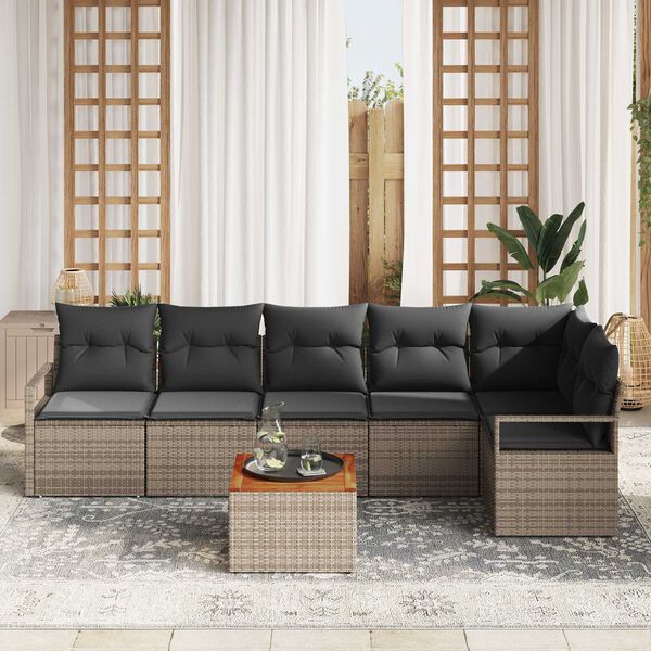 vidaXL Zestaw Sof na Ogród 7 pcs Szary