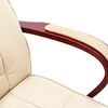 vidaXL Krzesło biurowe, kremowe, obite prawdziwą sk&oacute;rą