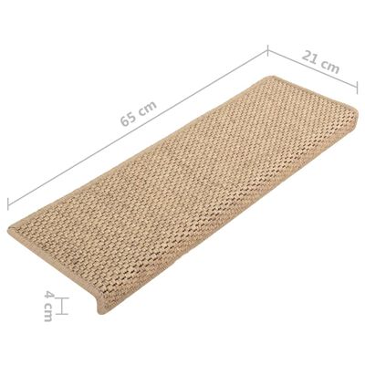 vidaXL Samoprzylepne nakładki na schody, 15 szt., 65x21x4 cm, piaskowe