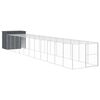 vidaXL Buda dla psa, z wybiegiem, antracytowa, 214x1273x181 cm, stal