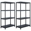 vidaXL Regały magazynowe, 2 szt., czarne, 60x30x138 cm, plastikowe