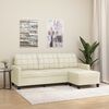 vidaXL 3-osobowa sofa z podnóżkiem, kremowa, 180 cm, sztuczna skóra