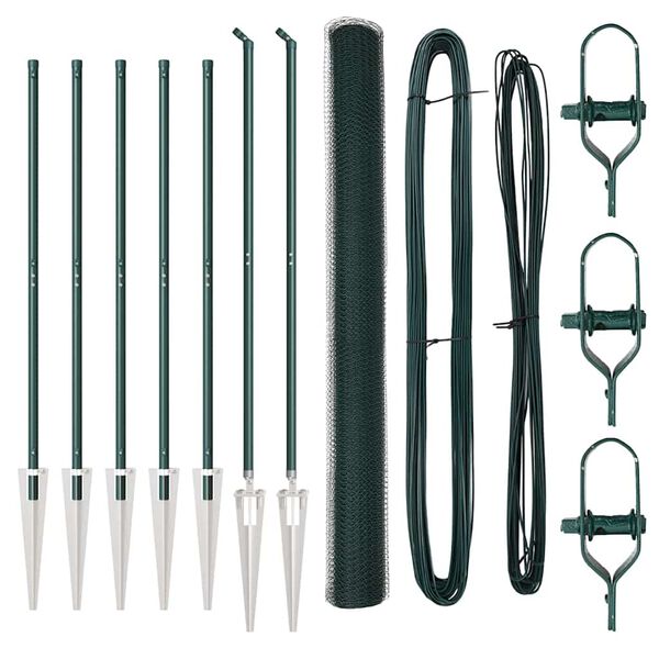 vidaXL Słupek ogrodzeniowy. Zielony 10 x 1,6 m (siatka 25 mm)