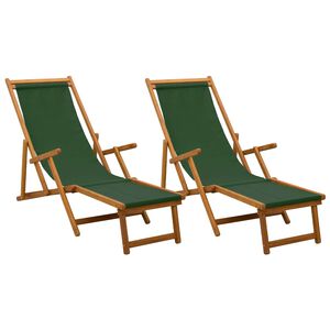 vidaXL Składany leżak 2 pcs 3 Pozycja Lite Drewno Eukaliptusowe