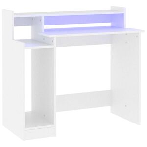vidaXL Biurko z podświetleniem LED, białe, 97x45x90 cm